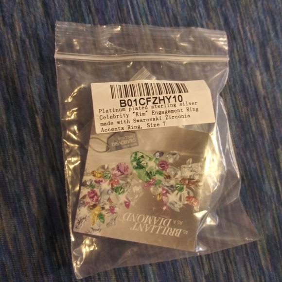 Swarovski size 7 platinum plated sterling ring - Picture 2 of 5